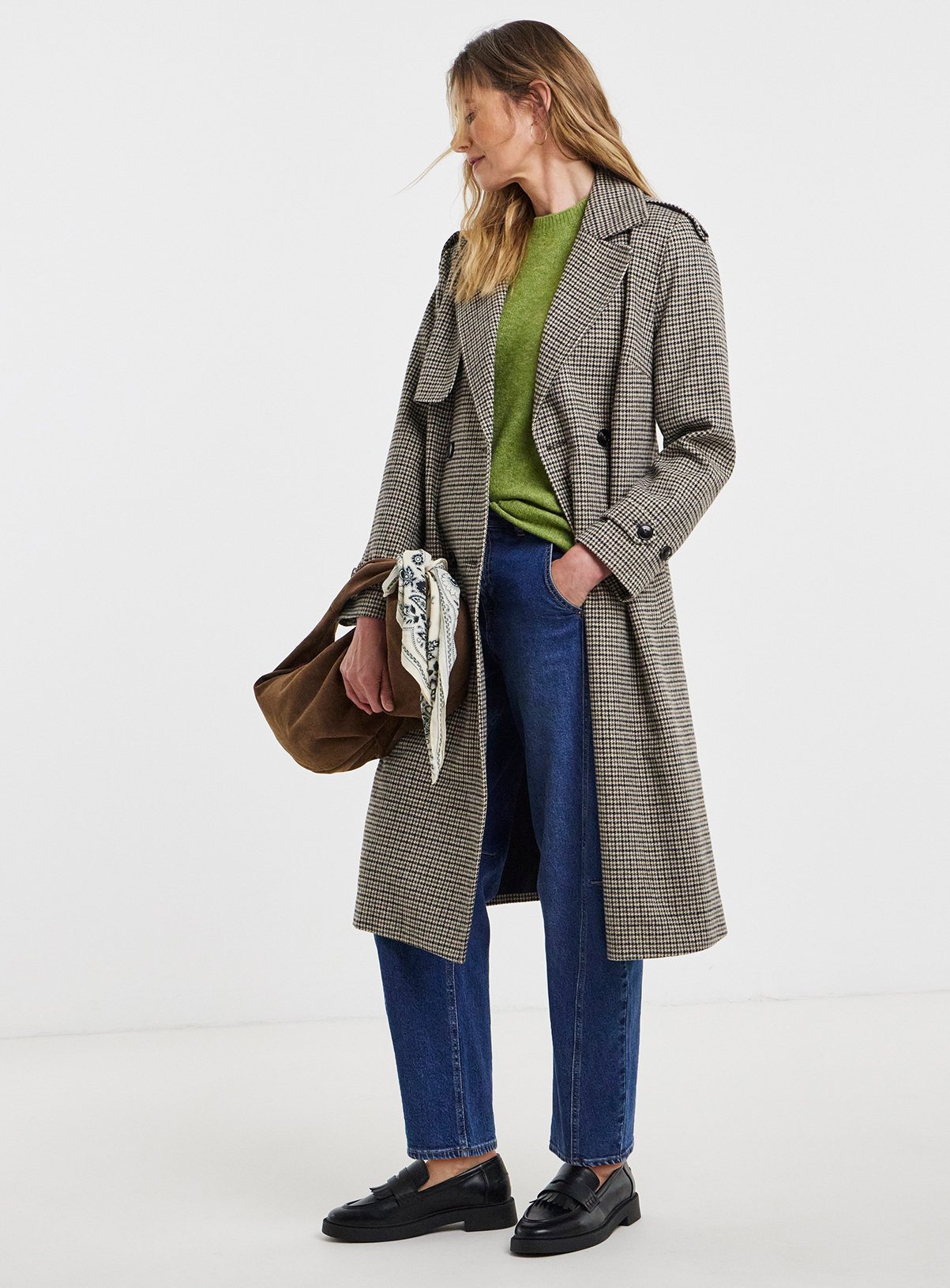 JD WILLIAMS Houndstooth Trench Coat 30 - Image 3 thumbnail